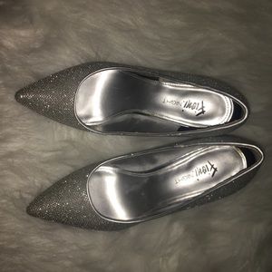 Size 7 Sparkly Silver Heels, worn once!